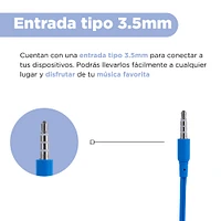 Audífonos De Cable Con Estuche 3.5 mm Azules 1.20 m