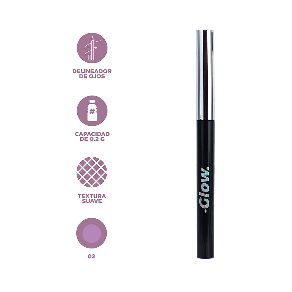 Delineador Para Ojos Glow Tono 02 Morado 0.2 gr