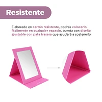 Espejo De Tocador Plegable Sintético Rosa 15.5x22 Cm