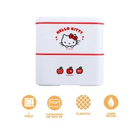 Contenedor De Alimentos Sanrio Hello Kitty Doble Nivel Plástico Blanco 1600 ml