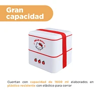 Contenedor De Alimentos Sanrio Hello Kitty Doble Nivel Plástico Blanco 1600 ml