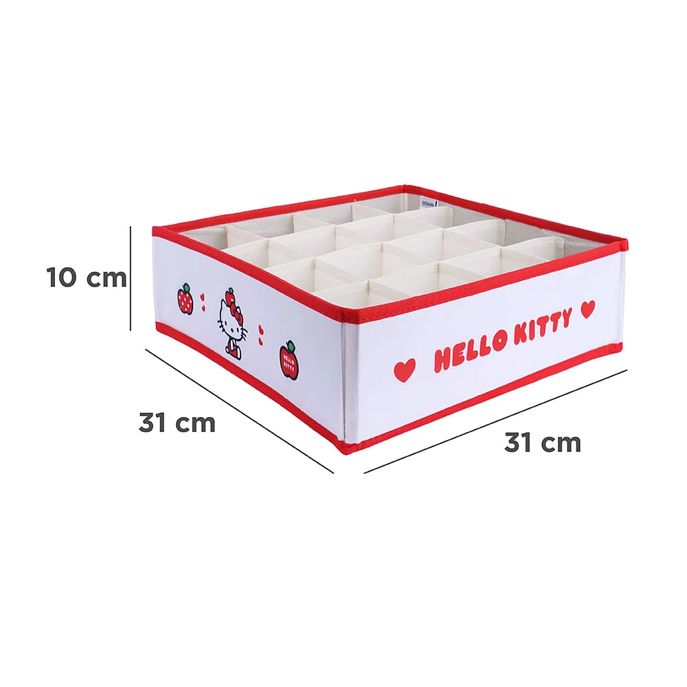 Organizador Plegable Con Secciones De Almacenamiento Sanrio Hello Kitty Textil Blanco 31x31x10 cm