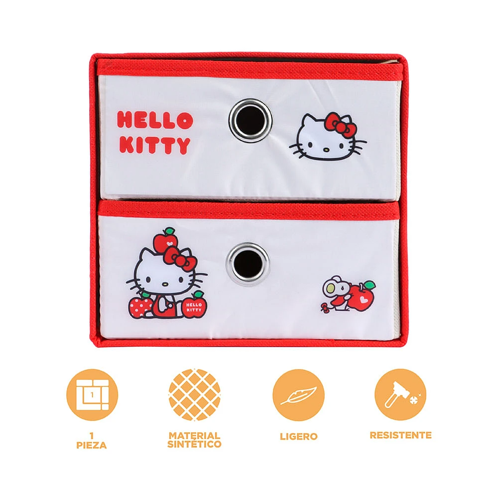 Organizador Plegable Con Cajones Sanrio Hello Kitty Textil Blanco 20x18 cm
