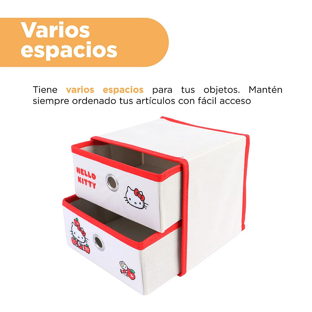 Organizador Plegable Con Cajones Sanrio Hello Kitty Textil Blanco 20x18 cm