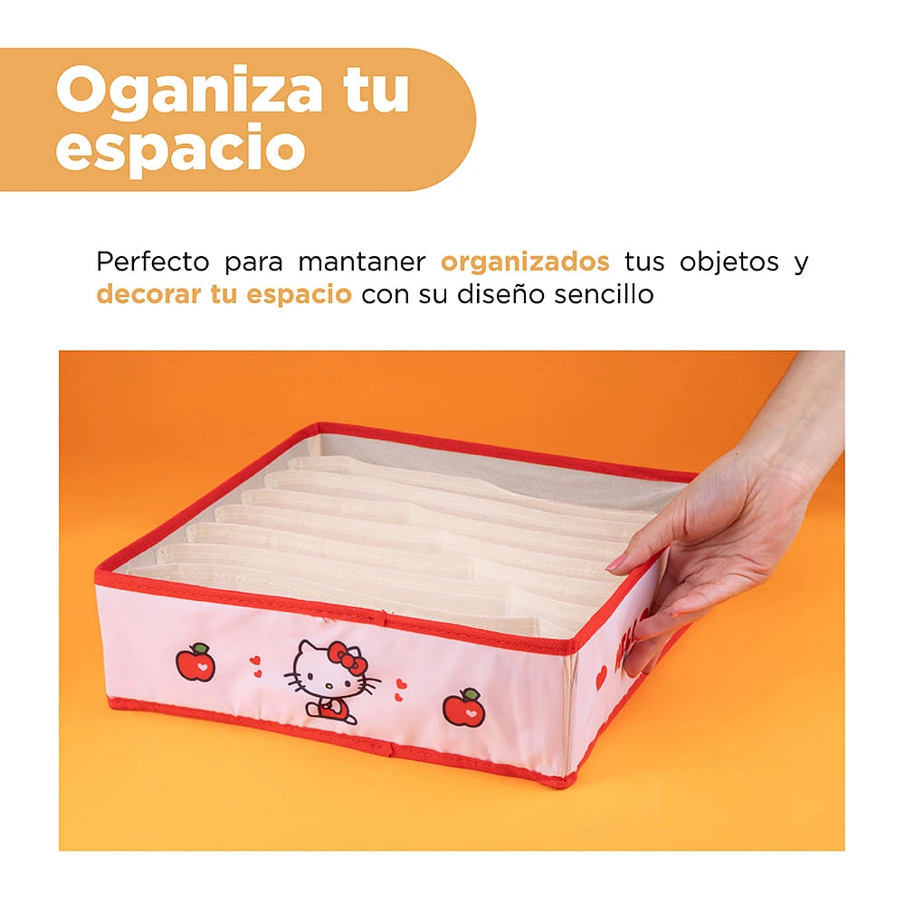 Organizador Plegable Sanrio Hello Kitty Con Secciones Textil Blanco 31x31x10 cm