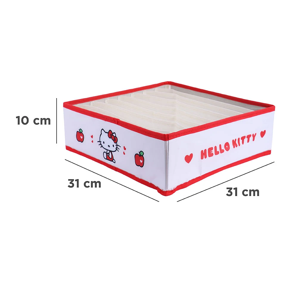 Organizador Plegable Sanrio Hello Kitty Con Secciones Textil Blanco 31x31x10 cm