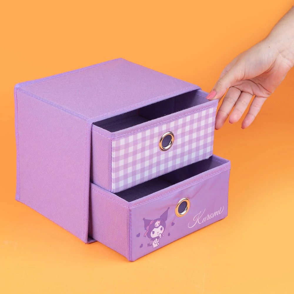 Organizador Plegable Con Cajones Sanrio Kuromi Textil Morado 20x18 cm