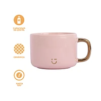 Taza Con Plato Cerámica Rosa 200 ml