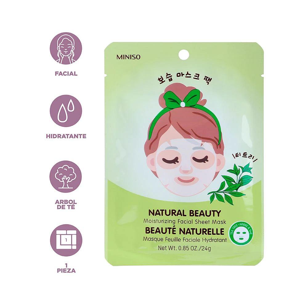 Mascarilla Facial Hidratante Natural Beauty 24 ml Árbol De Té