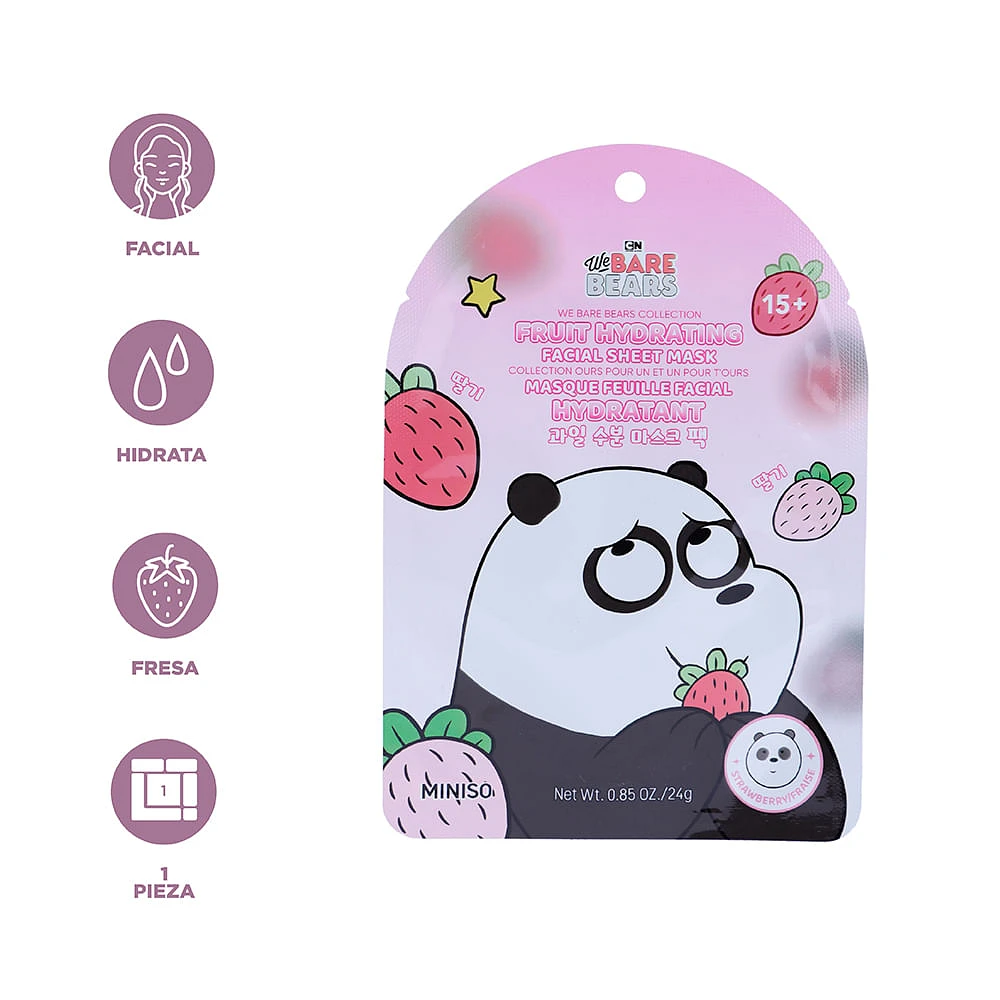 Mascarilla Facial We Bare Bears Panda Hidratante 24 ml Fresa