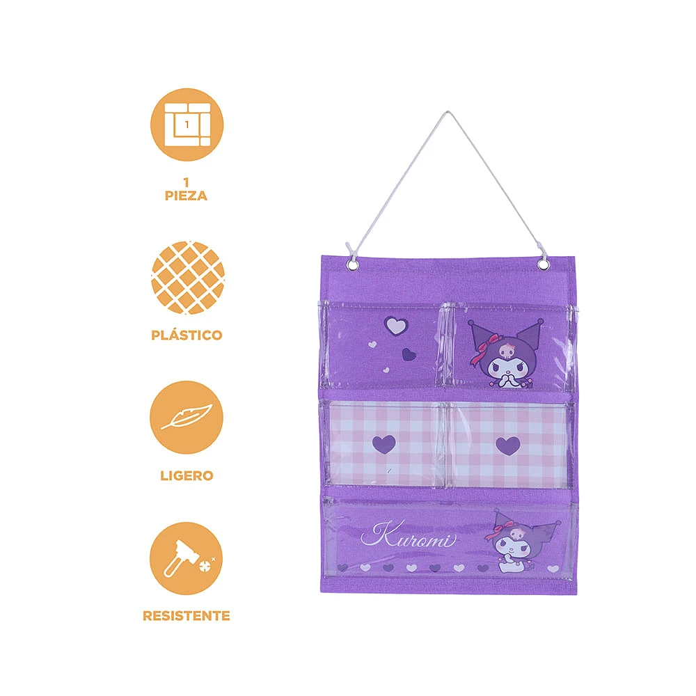 Organizador Colgante Sanrio Kuromi Textil Morado 30x40 cm