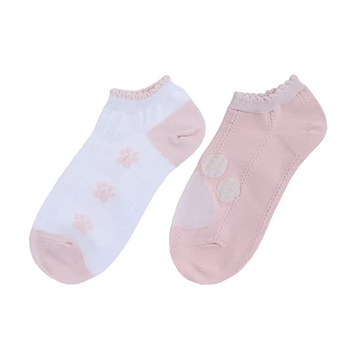 Tines Para Mujer Bordado Huellita De Perrito Textil Rosa Talla 23-25 Cm 2 Pares