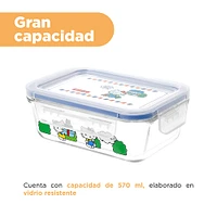 Contenedor De Alimentos Sanrio Hello Kitty Vidrio Transparente 570 ml