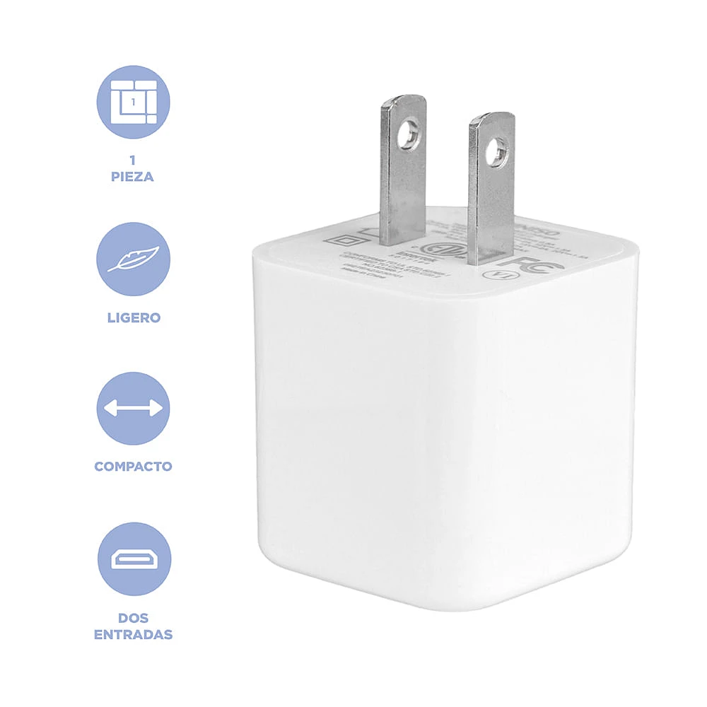 Adaptador De Carga Rápida Puertos USB Y Tipo C Sintético  Blanco 30 W