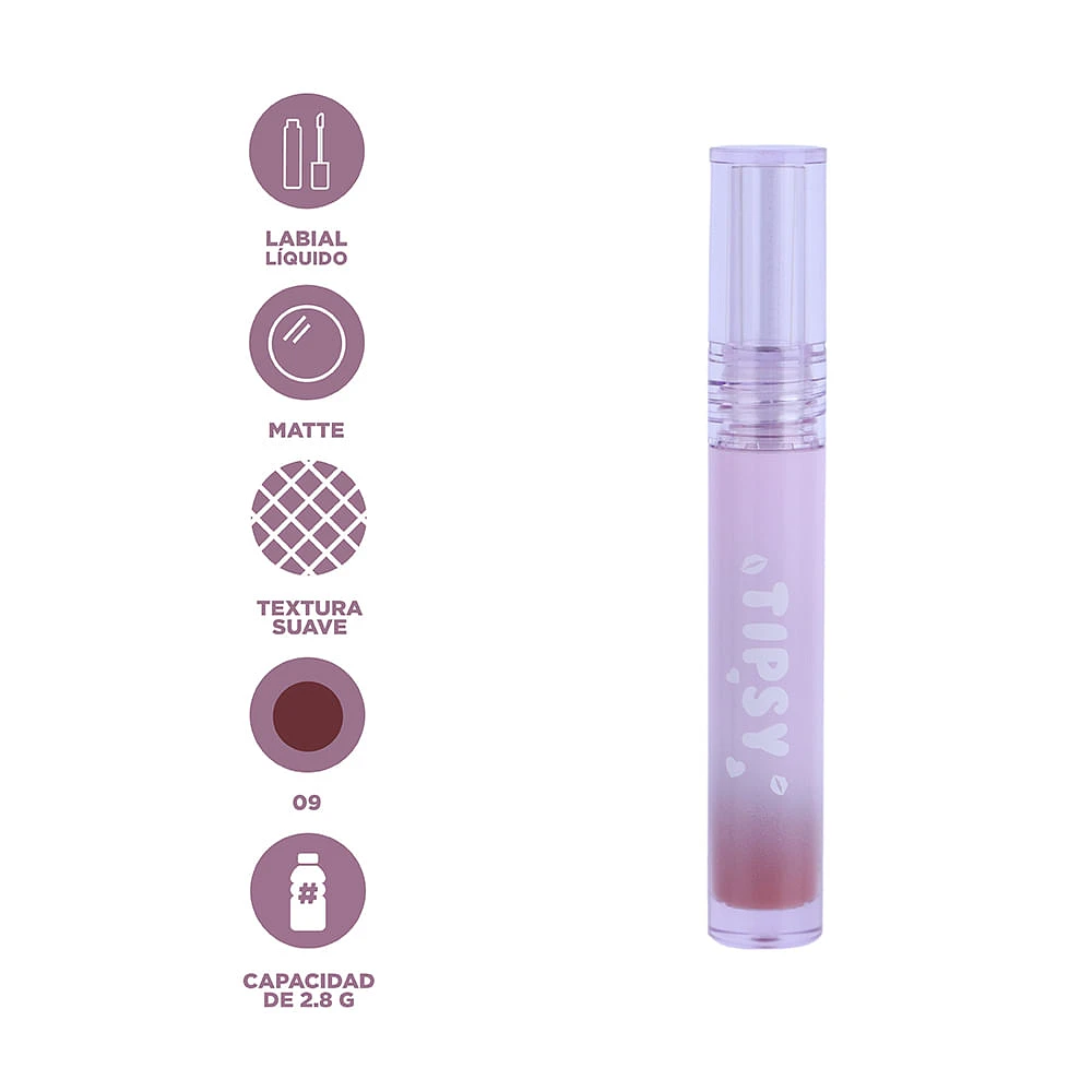 Lápiz Labial Liquido Tipsy Palo De Rosa 2.8 gr Tono 09