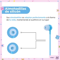 Audífonos De Cable Ositos Cariñositos Gruñosito Azules 1.2 m 20 kHz