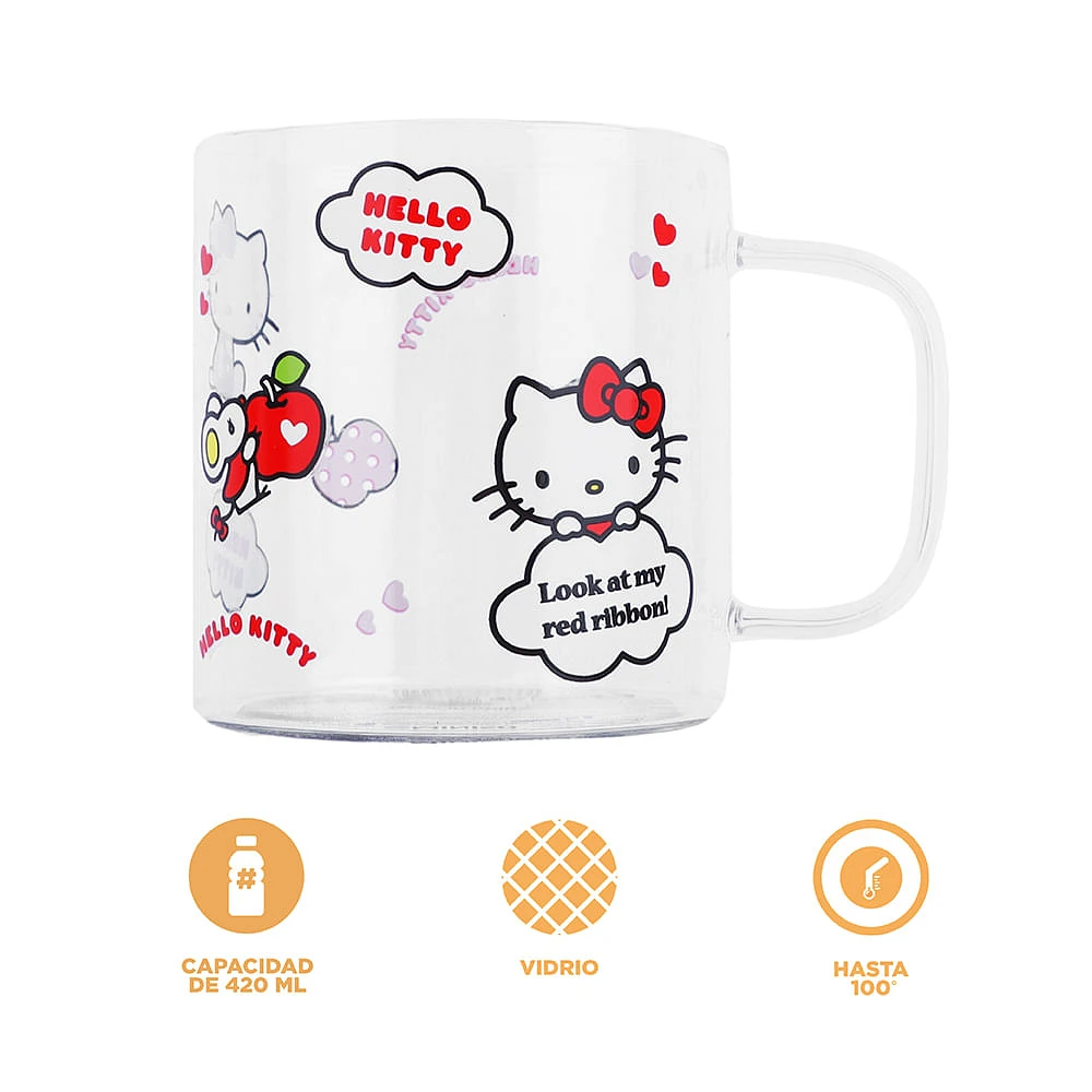 Taza Sanrio Hello Kitty Vidrio 420 ml