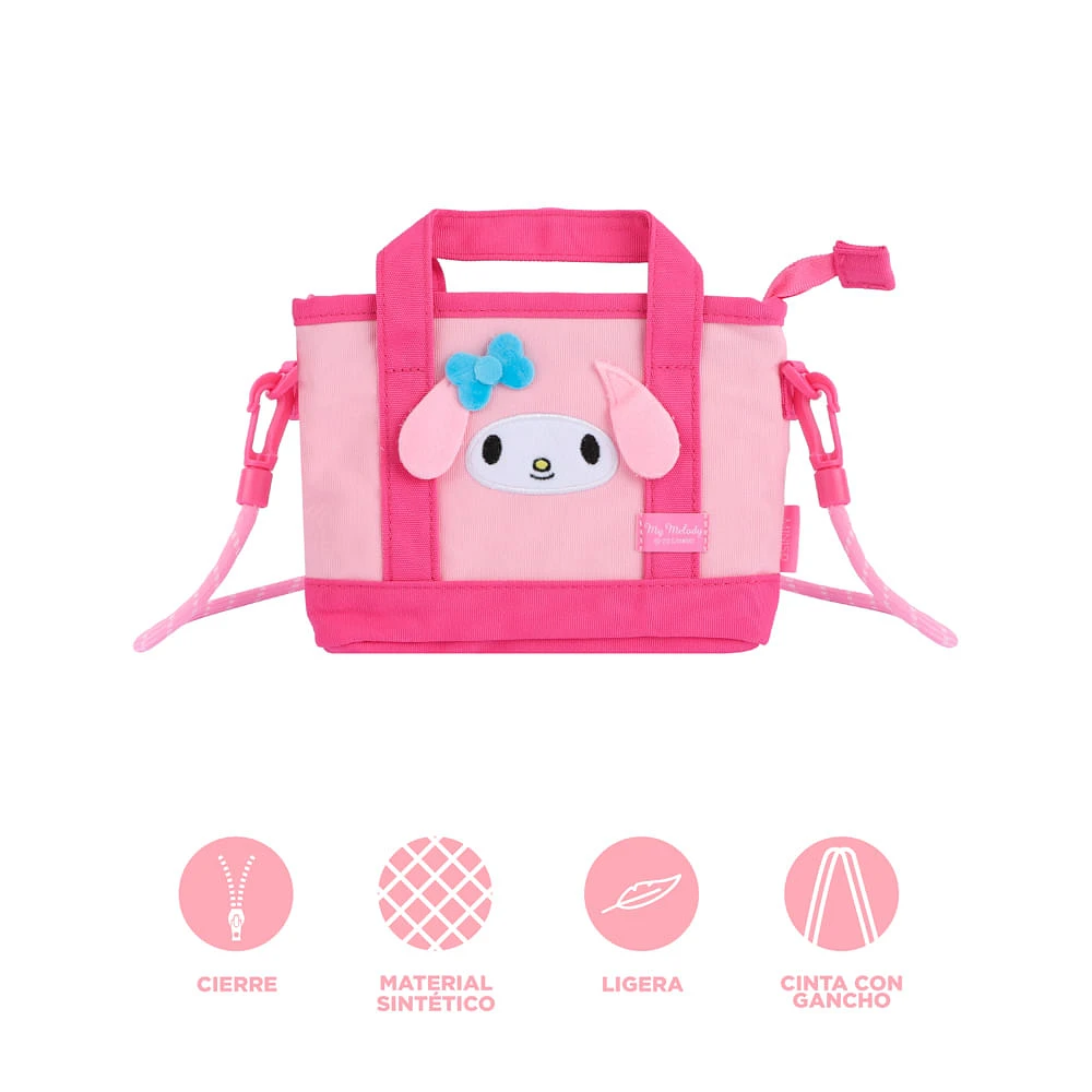 Bolso Crossbody Sanrio My Melody Textil Rosa 20x13 cm