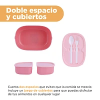 Contenedor De Alimentos Con Cubiertos Disney Marie Plástico Rosa