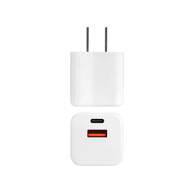 Adaptador De Carga Rápida Puertos USB Y Tipo C Sintético  Blanco 30 W