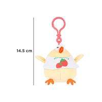 Llavero Pollito Con Playera Estampado Fresas Felpa 14.5 cm