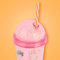 Vaso Con Tapa Y Popote  We Bare Bears Doble Capa Plástico Rosa 350 ml