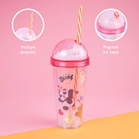 Vaso Con Tapa Y Popote  We Bare Bears Doble Capa Plástico Rosa 350 ml