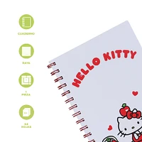 Libreta De Espiral Sanrio Hello Kitty Blanca 14.5x20.7 Cm 64 Hojas Rayas