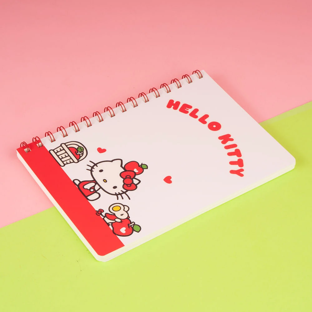 Libreta De Espiral Sanrio Hello Kitty Blanca 14.5x20.7 Cm 64 Hojas Rayas