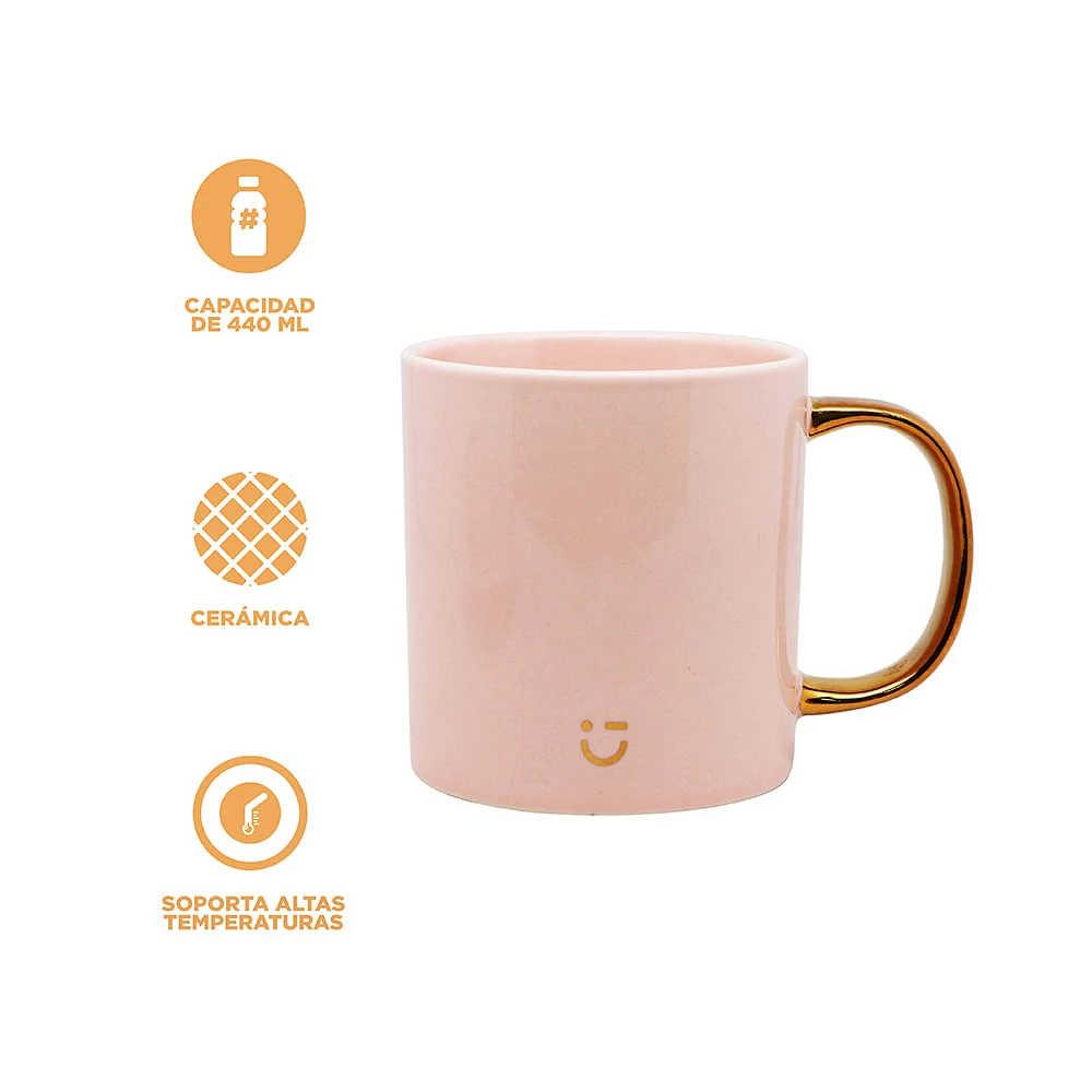 Taza Rose Gold Cerámica Rosa 440 ml