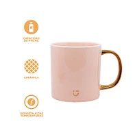 Taza Rose Gold Cerámica Rosa 440 ml