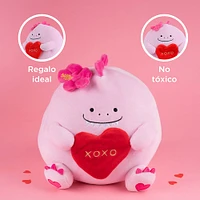 Peluche Miniso  Dinosaurio Minisow Con Corazón Felpa Rosa 25x25 cm