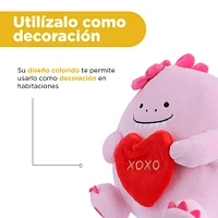 Peluche Miniso  Dinosaurio Minisow Con Corazón Felpa Rosa 25x25 cm