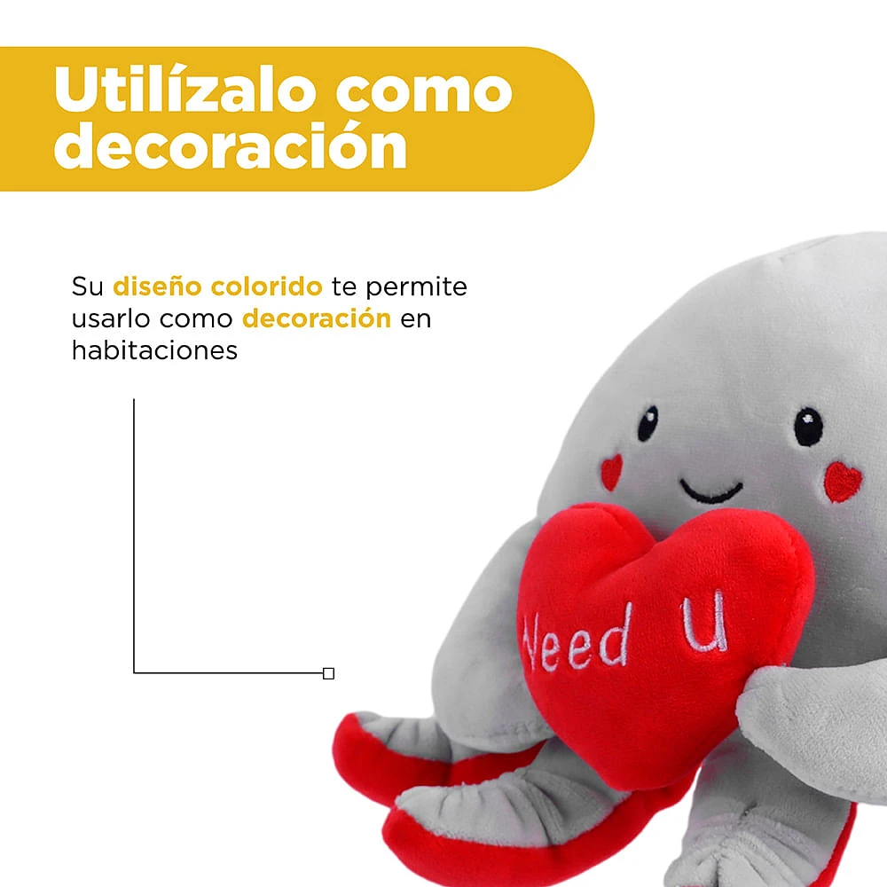 Peluche Miniso  Pulpo Felpa Gris 17x17.5 cm