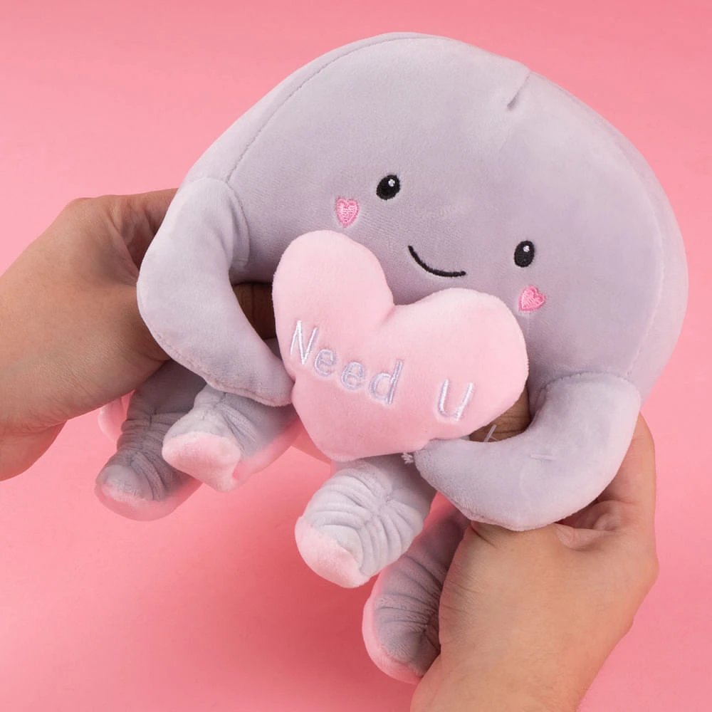 Peluche  Miniso Pulpo Con Corazón Felpa Gris 22.5x10.3 Cm