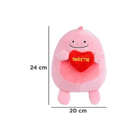 Peluche Miniso  Dinosaurio Minisow Con Corazón Felpa Rosa 20x24 cm