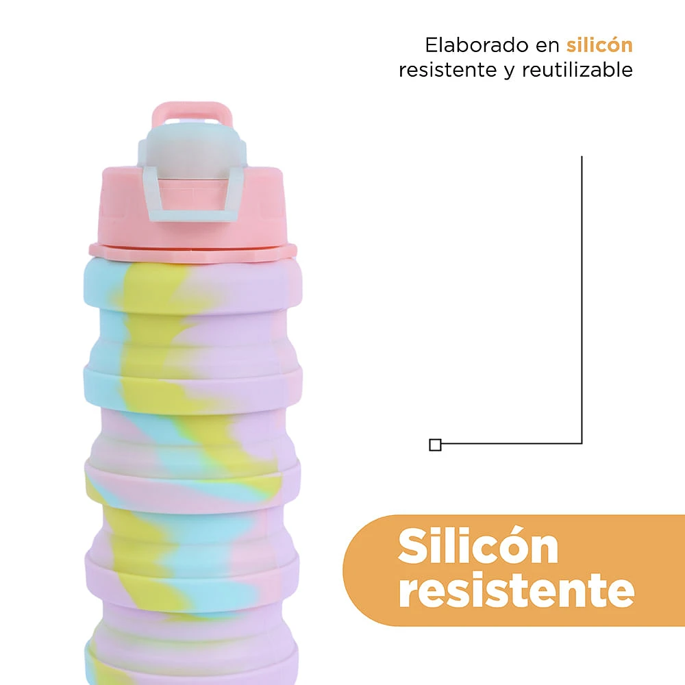 Cilindro Plegable Silicona Multicolor 500 ml