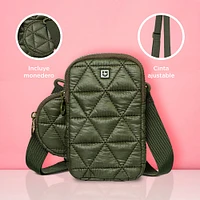 Bolso Bandolera Con Monedero 100% Poliéster Verde Militar 17x10x1 cm