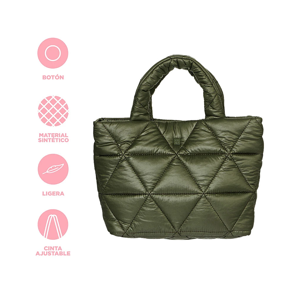 Bolso De Hombro  Acolchado Textil Verde 31x21x11 Cm