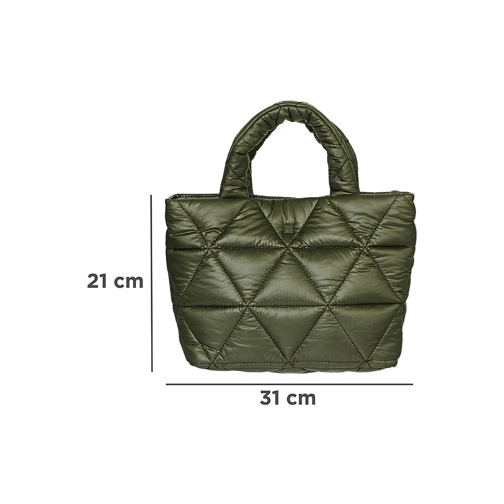 Bolso De Hombro  Acolchado Textil Verde 31x21x11 Cm