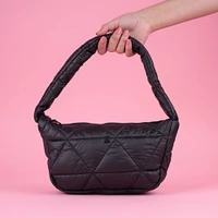 Bolso De Hombro Acolchado Textil Negro 29x16x8 cm