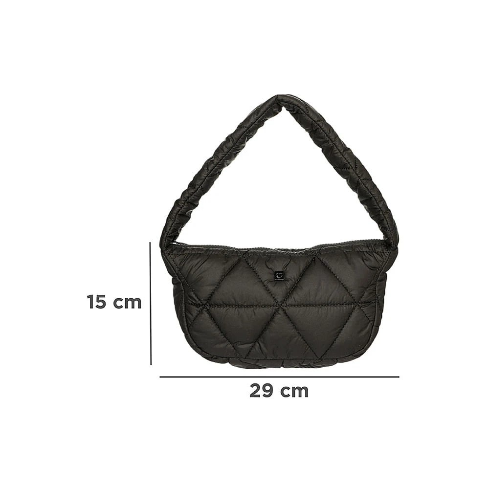 Bolso De Hombro Acolchado Textil Negro 29x16x8 cm