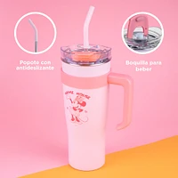 Vaso Con Tapa Y Popote Disney Minnie Mouse Térmico Acero Inoxidable Rosa 1600 ml