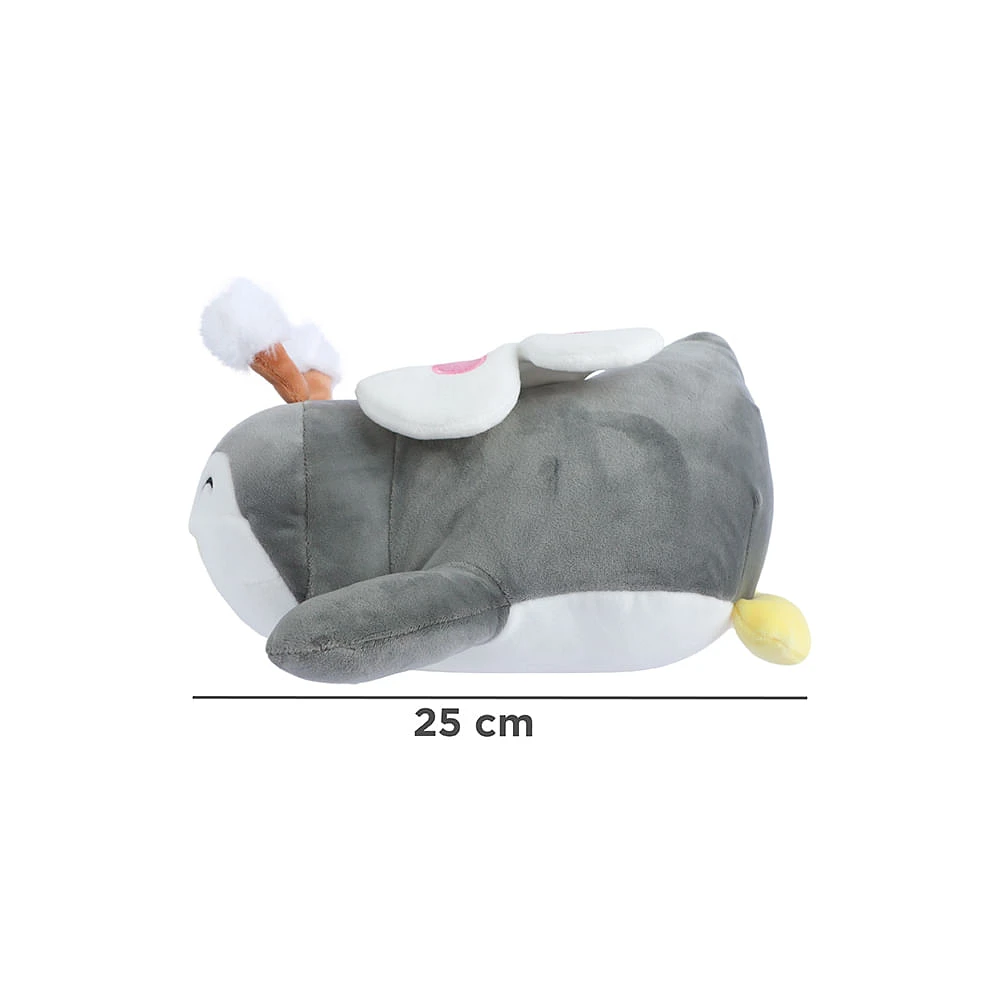 Peluche Sr. Miniso Disfrazado De Mariposa Felpa Gris 25 cm