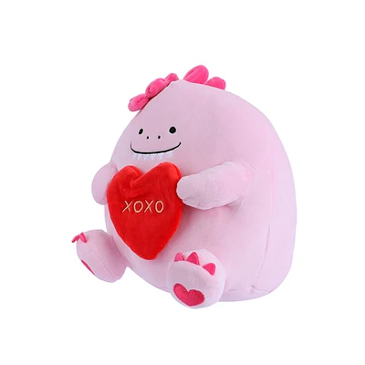 Peluche Miniso  Dinosaurio Minisow Con Corazón Felpa Rosa 25x25 cm