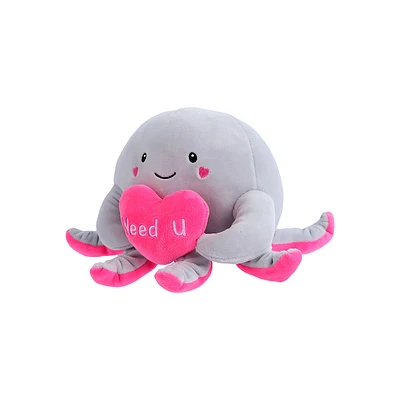 Peluche Miniso  Pulpo Con Corazón Felpa Gris 17x20 cm