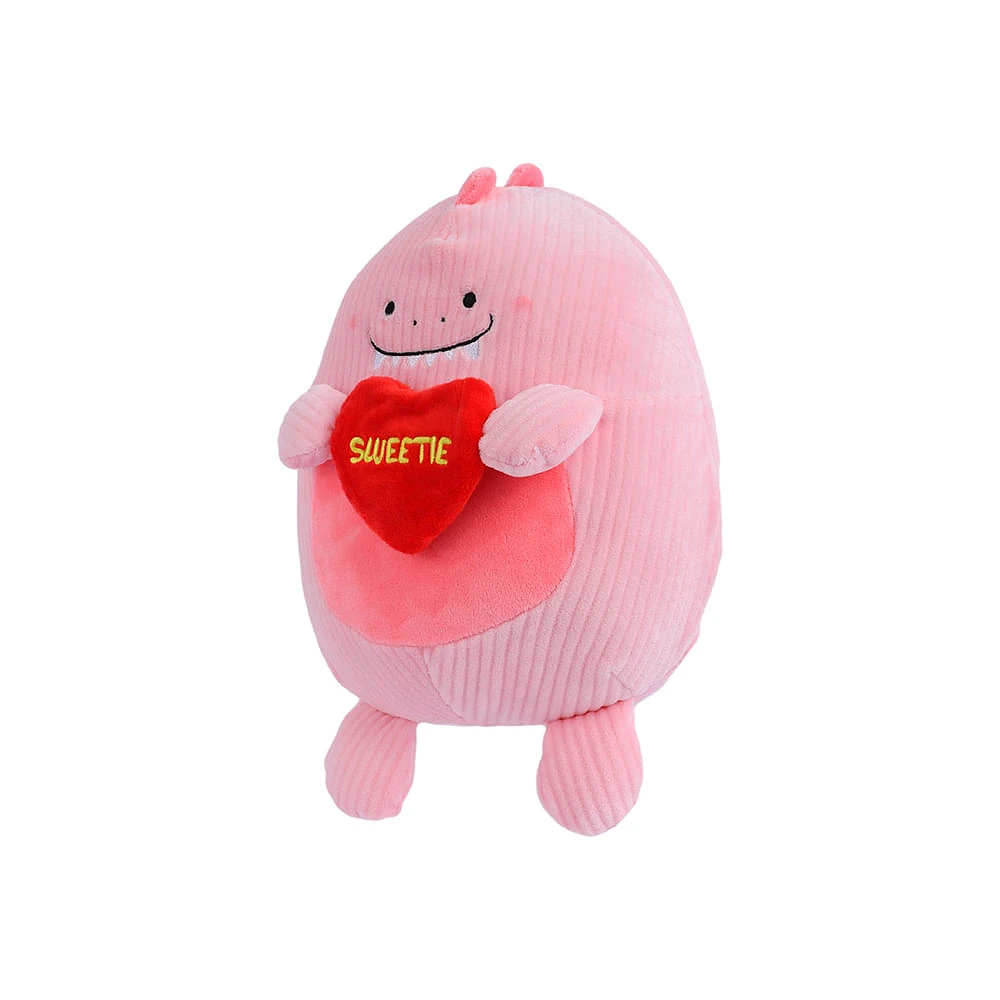 Peluche Miniso  Dinosaurio Minisow Con Corazón Felpa Rosa 20x24 cm