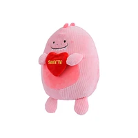 Peluche Miniso  Dinosaurio Minisow Con Corazón Felpa Rosa 20x24 cm