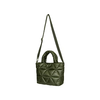 Bolso De Hombro  Acolchado Textil Verde 31x21x11 Cm