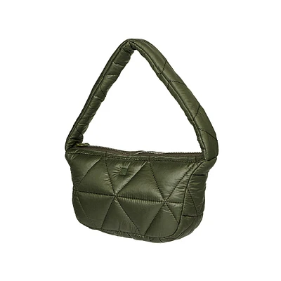 Bolso De Hombro Acolchado Textil Verde Militar 29x16x8 cm